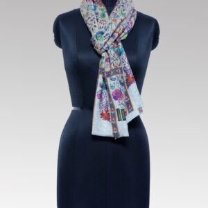 Light Blue Floral Printed Stole