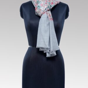 Grey Floral Printed Stole