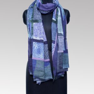 Blue Floral Printed Stole