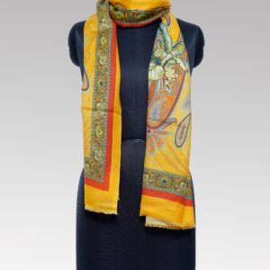 Yellow with Green Floral Print Stole