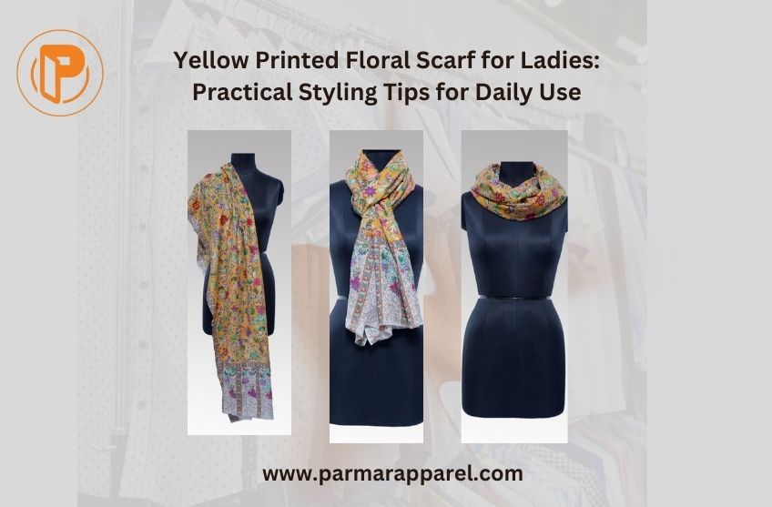 Yellow Printed Floral Scarf for Ladies Practical Styling Tips for Daily Use