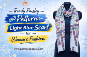 Trendy Paisley Pattern Light Blue Scarf for Women’s Fashion