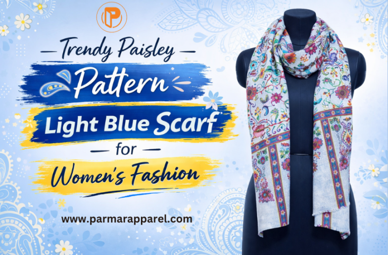 Trendy Paisley Pattern Light Blue Scarf for Women’s Fashion